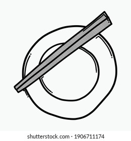 chopsticks plate doodle vector icon. Drawing sketch illustration hand drawn line.