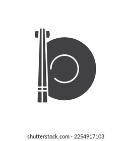 Chopsticks and plate glyph icon. linear style sign for mobile concept and web design. - Shutterstock ID 2254917103