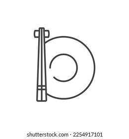 Chopsticks and plate line icon. linear style sign for mobile concept and web design. - Shutterstock ID 2254917101