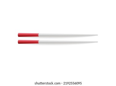 Palos de palillos de estilo 3d realista, ilustración vectorial aislada en fondo blanco. Palillos de madera o plástico para la cocina tradicional de Japón y China.