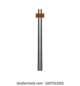 chopsticks with red chopsticks rest isolated on white background. vector illustration