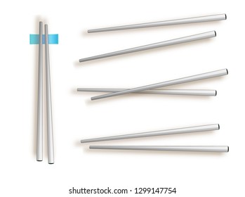 Chopsticks. Set Accessories for Sushi Isolated on White Background. Vector illustration 10 eps.