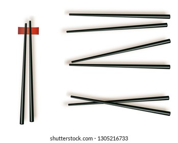 Chopsticks. Set Accessories for Sushi Isolated on White Background. Vector illustration 10 eps.