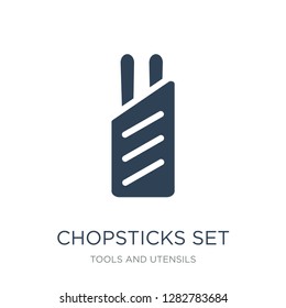 chopsticks set icon vector on white background, chopsticks set trendy filled icons from Tools and utensils collection, chopsticks vector illustration