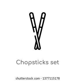 chopsticks set vector line icon. Simple element illustration. chopsticks set outline icon from tools and utensils concept. Can be used for web and mobile