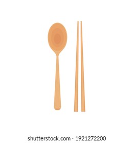 Chopsticks and spoon vector. chopsticks and spoon on white background.