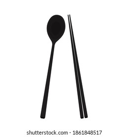 Chopsticks and spoon vector. chopsticks white background. wallpaper. free space for text.