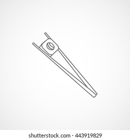 Chopsticks With Sushi Line Icon On White Background