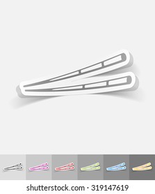 chopsticks for sushi paper sticker with shadow. Vector illustration