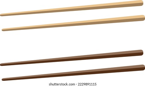 Chopsticks for sushi, vector. Sushi sticks in light brown and dark brown.