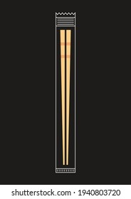 Chopsticks vector. Chopsticks on white black background