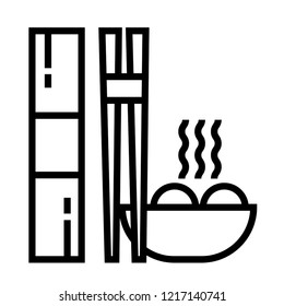 Chopsticks vector outline icon