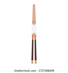 Chopsticks vector. chopsticks white background. free space for text. Tissue wrapped chopsticks