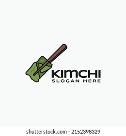 chopsticks Vegan Kimchi logo vector design illustration with modern, mature, simple and elegant styles. Kimchi Korean food logo vector design template isolated on white background.