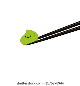 chopsticks and wasabi cartoon. wallpaper. background.