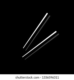 Chopsticks. White flat simple icon with shadow