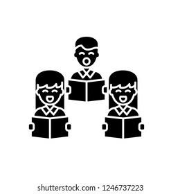 Choral singing black icon, vector sign on isolated background. Choral singing concept symbol, illustration 