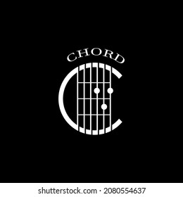 Chord D Guitar With letter C logo design. Vector Illustration