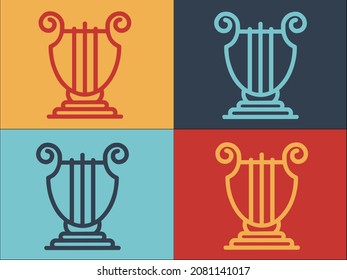 Chord Harp Logo Template, Simple Flat Icon of music,concert,chord