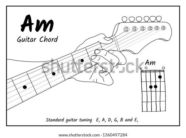 Chord Minor Open Chord Beginnersvector Hand Stock Vector Royalty Free 1360497284