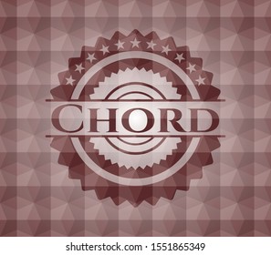 Chord red seamless emblem with geometric pattern background.