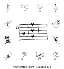 Coros, corazón icono de vector plano en el paquete de sketch de valentina