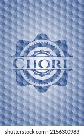 Chore blue badge with geometric background. Vector Illustration. Detailed. 