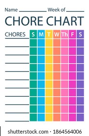 Chore Chart Colour Template. Clipart Image