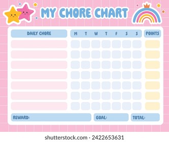 Chore chart for kids. Weekly planner, reward chart for children. Daily toddler routine tracker. Responsibility Chart. To Do List. School Routine, Behavior Chart, Consequences, Daily Checklist