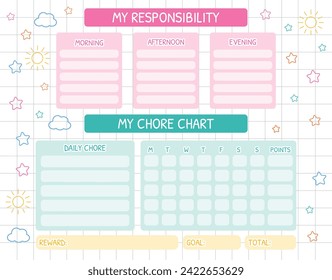 Chore chart. Responsibility for kids.