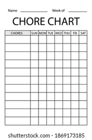 Chore Chart Template. Clipart Image