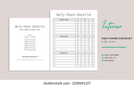 Chore Checklist For Kids KDP Interior Template