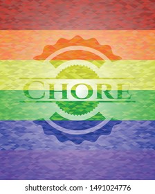 Chore emblem on mosaic background with the colors of the LGBT flag
