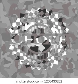 Chore on grey camouflaged pattern