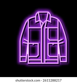 chore outerwear male neon light sign vector. chore outerwear male sign. isolated symbol illustration