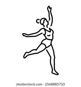 Choreographed routine of a woman performer icon in linear style 