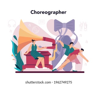 Choreographer concept. Dance teacher in studio. Training courses