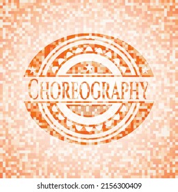 Choreography abstract orange mosaic emblem 