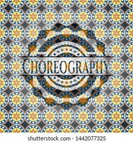 Choreography arabic badge. Arabesque decoration.