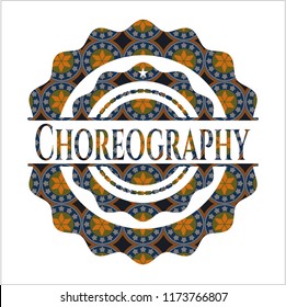Choreography arabic emblem background. Arabesque decoration.