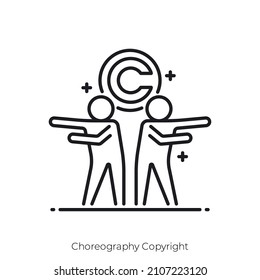 Choreography Copyright icon. Outline style icon design isolated on white background