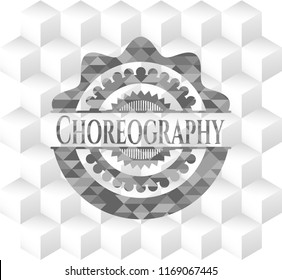 Choreography grey badge with geometric cube white background