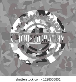 Choreography on grey camo texture