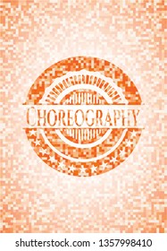 Choreography orange mosaic emblem with background