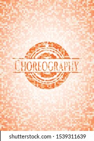 Choreography orange mosaic emblem with background