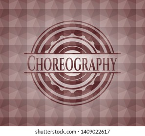 Choreography red geometric pattern emblem. Seamless.