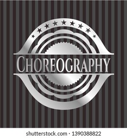 Choreography silver emblem or badge. Vector Illustration. Mosaic.