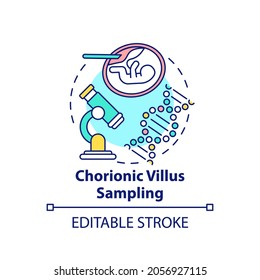 Chorionic Villus Sampling Concept Icon. CVS For Prenatal Testing. Genetic Inheritance Examination Idea Thin Line Illustration. Vector Isolated Outline RGB Color Drawing. Editable Stroke