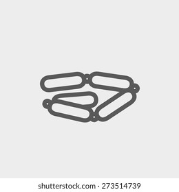 Chorizo chain icon thin line for web and mobile, modern minimalistic flat design. Vector dark grey icon on light grey background.