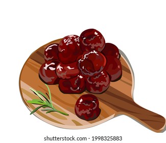 Chorizo De Cebu, Filipino Pork Sausage. Isolated Chorizo De Cebu Serve On Wooden Plate On White Background. Authentic Asian Food Vector Illustration.